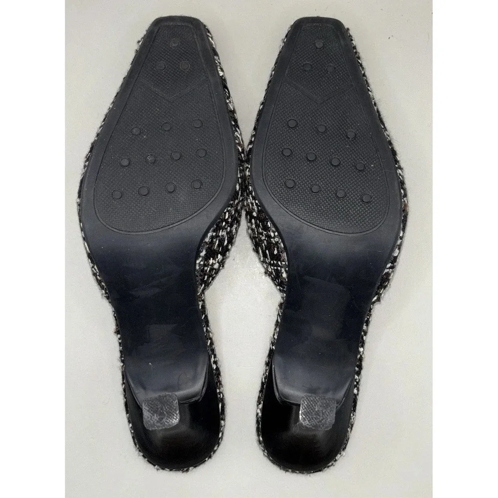 Life Stride Arcade Pandora Tweed  Slip On Mule Heels 8.5 Black Brown Square Toe‎